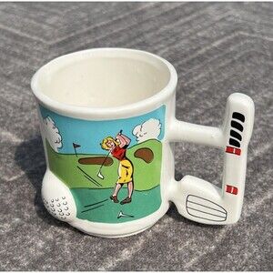 Chadwick Miller Female Golfer Ceramic Coffee Mug 3D Golf Ball Golf Club Handle